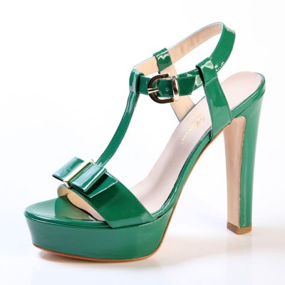 Scarpe donna Sandali tacco alto con plateau in vernice verde
